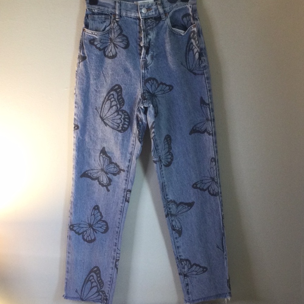 PacSun Blue Butterfly Straight Leg Jeans